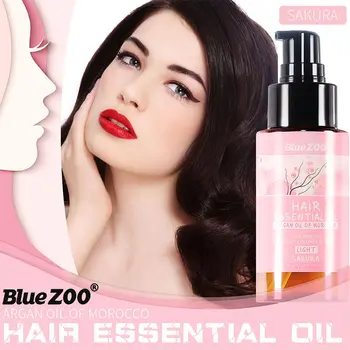 

60ml Women Cherry Blossoms Fragrance Hair Essential Oils Morocco Essence Conditioner Moisturize Hair Care MPwell