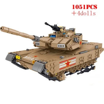 

Military M1MA Tank Vehicle Building Blocks Technic WW2 Army Soldier Figures Weapons Bricks Toys For Children Boys Birthday Gifts