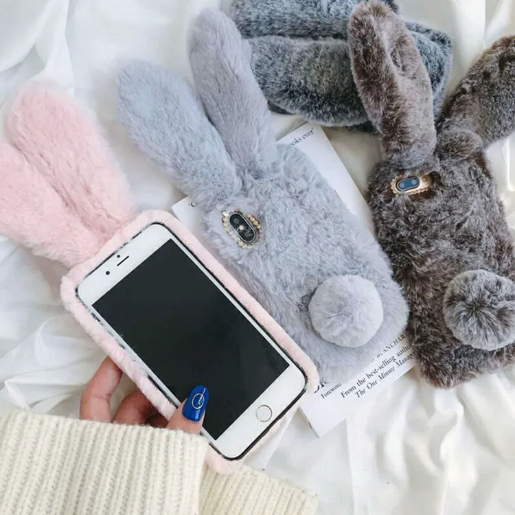 Rabbit plush warm mobile phone case for Samsung S10/S10PLUS/S10LITE/S9P/note8/note9/S9 | Мобильные телефоны и аксессуары