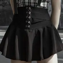 Панк Rave Для женщин Гот шик с высокой талией плиссированная юбка PQ554 Азиатский размер