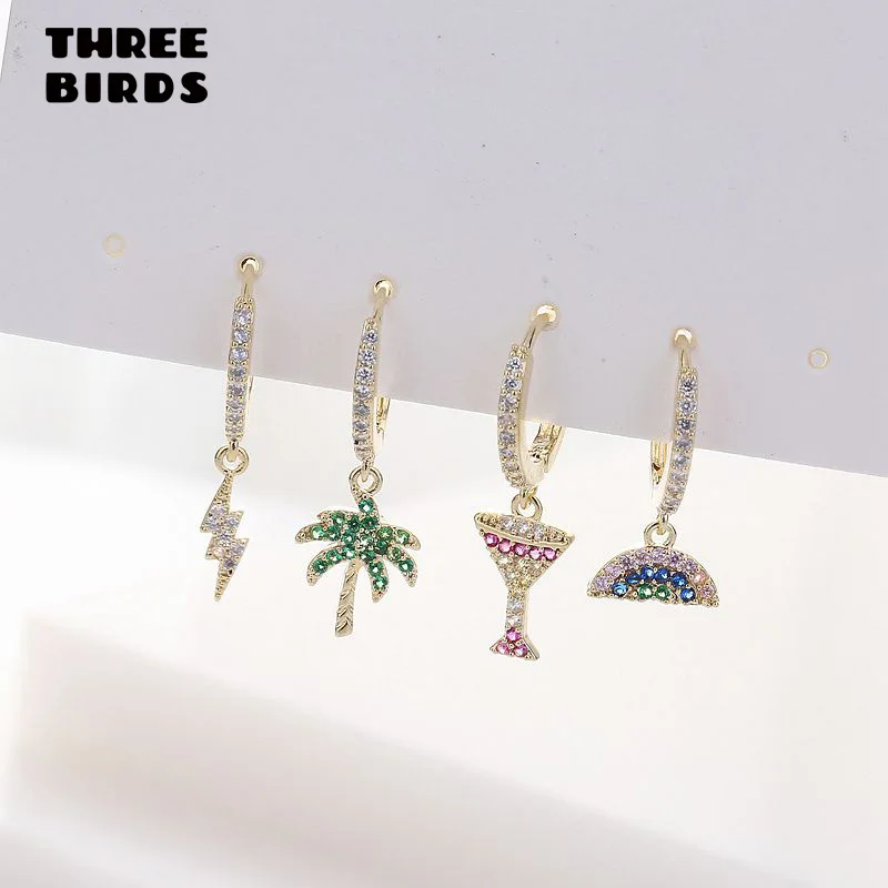 

Tiny Trendy Cubic Zirconia Gold Cup Tree Lightning Sets Sets Dangle Earrings Fashion Small Hoop Earrings For Women Jewelr