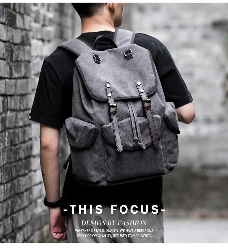 Canvas Backpack Men's 15 Inch Laptop 