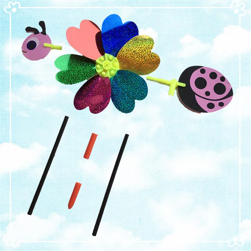 New 2PCS 3D Large Animal Bee Windmill Wind Spinner Yard Garden Toys For Children Colorful Decoration DIY Handmade Outdoor Toy