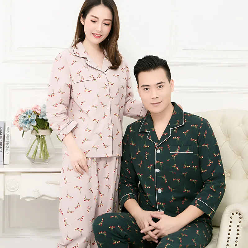

New Style Couples Pajamas Female Spring Autumn And Winter Pure Cotton Long Sleeve Autumn Korean-style Cotton Men Pajamas Homewea