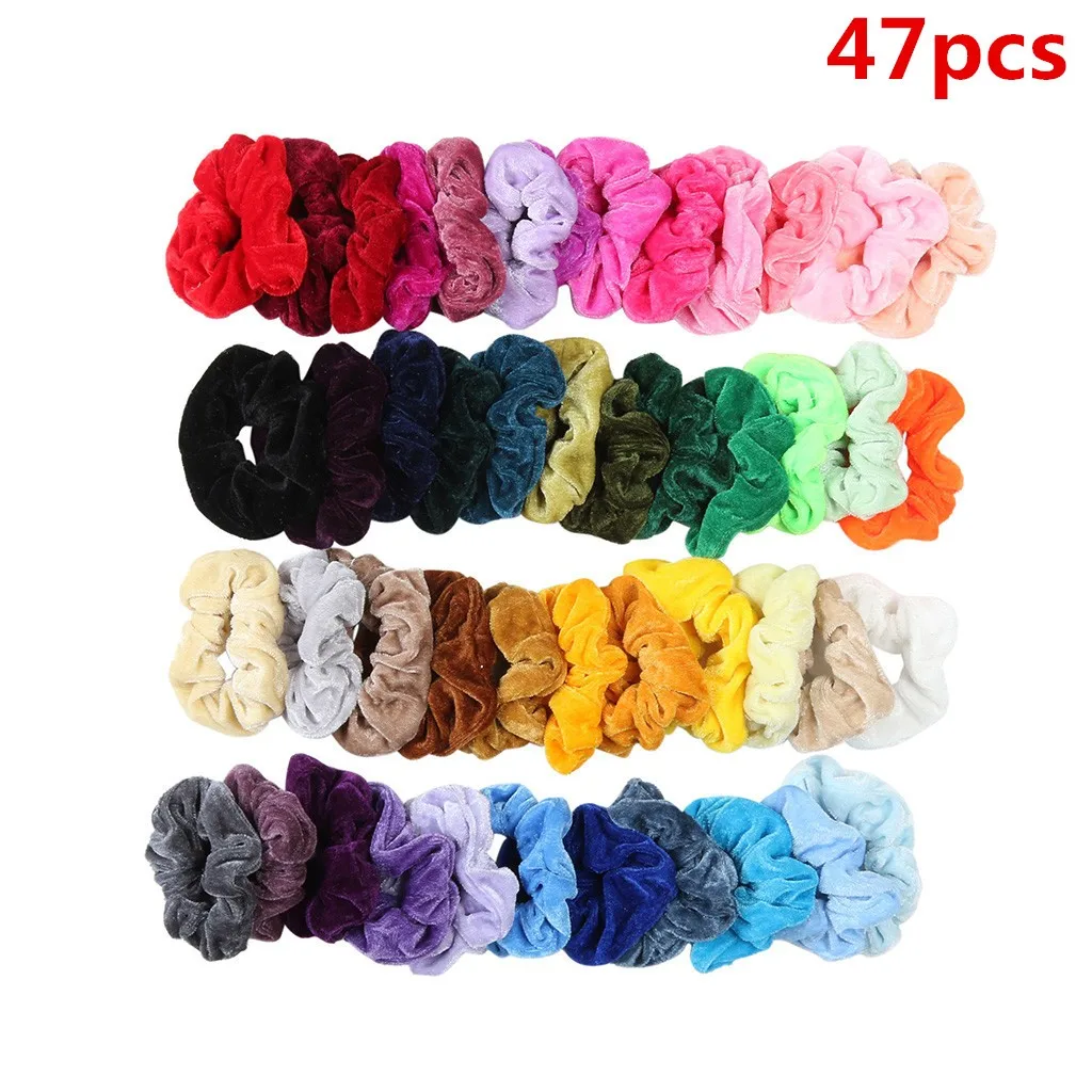 50 Pcs Elastic Hair Bands for Women Hair Accessories Solid Color Women Girls Headwear Ponytail Holder Hair Ring