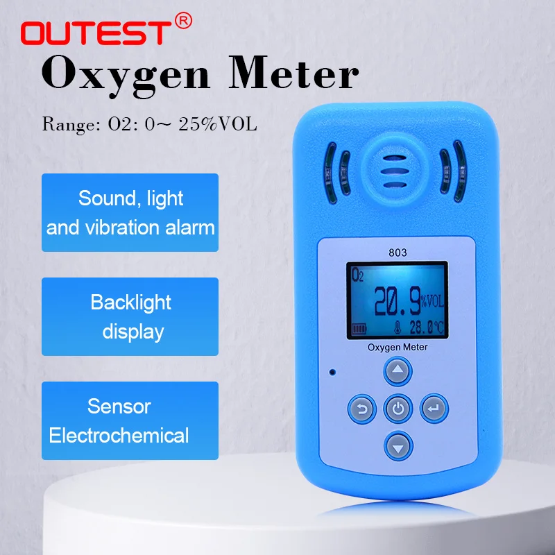 Oxygen(O2) Concentration Detector Oxygen Meter O2 tester air quality monitor Gas Analyzer with LCD Display Sound-light Alarm