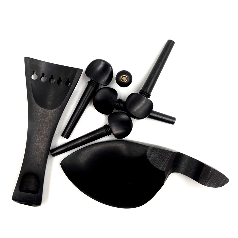 1 sets High quality 5 strings Ebony wood viola Accessories parts fittings,Tailpiece+Tuning pegs+Endpins+Chin rest/Chin Holder