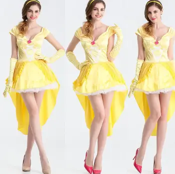 

Hot Movie Beauty and The Beast Cosplay Princess Belle Costume for Halloween Party Dress for Women Girl Princess Dresses
