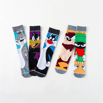 

Cartoon Rabbit Sock Casual Creative Soft Comfortable Funny Novelty Black Yellow Men Cotton Calcetines Hombre Divertido