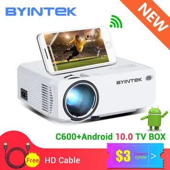 

BYINTEK C600 Mini 150inch Portable LED Projector Projetor for 1080P 3D 4K Cinema Stock in Brazil(Optional Android 10 TV Box)