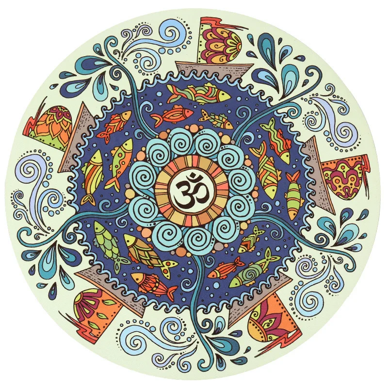 Round Yoga Mat Natural Rubber Environmental Protection Mandala Tapestry