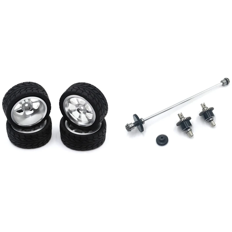65mm Wheel Rim + High Grip Rubber Tires Tyres for Wltoys 144001 & Central Drive Shaft Differential Reduction Motor Gear | Игрушки и