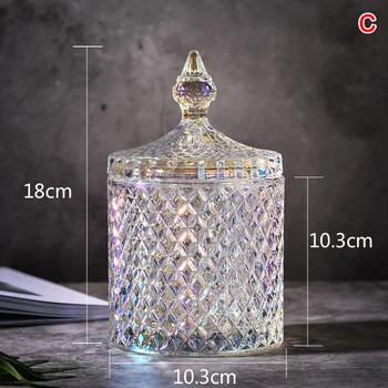 

Colorful Roman Style Jar Crystal Glass Covered Storage Jar Sugar Box Jewelry Jar Candy Jar Home Decoration XHC88