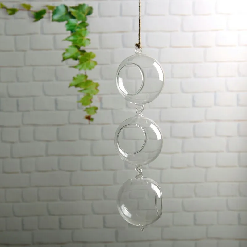 Flower Plant Clear Glass Vase Hanging Planter Terrarium Container Party Wedding Decor Bottle Pot Home Garden Ball Round Vase New