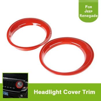 

2PCS Red Head Lights Trim Lamp Cover Headlights Chromium Styling ABS Ring Bezel Decoration For Jeep Patriot 2011-2016