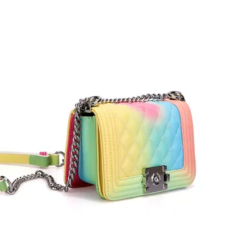 

2020 Summer Candy Colors Women New Fashion Large Capacity Diamond Lattice Chain Shoulder Bag Crossbody Bag Office Daily