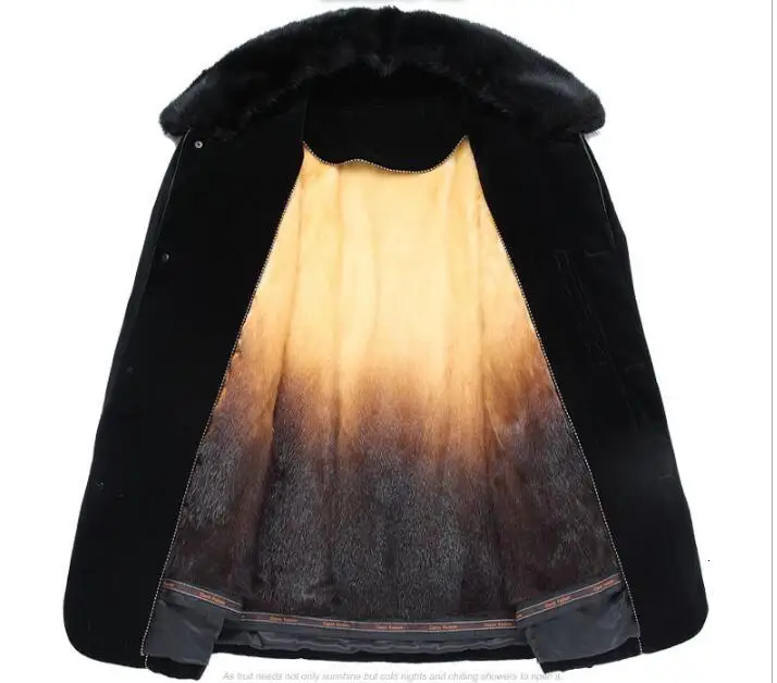 Настоящая норковая шуба, мужская зимняя куртка, Мужская Золотая норковая меховая подкладка, парка, Homme, теплая, плюс размер, норковая куртка, M16D01455 KJ1545