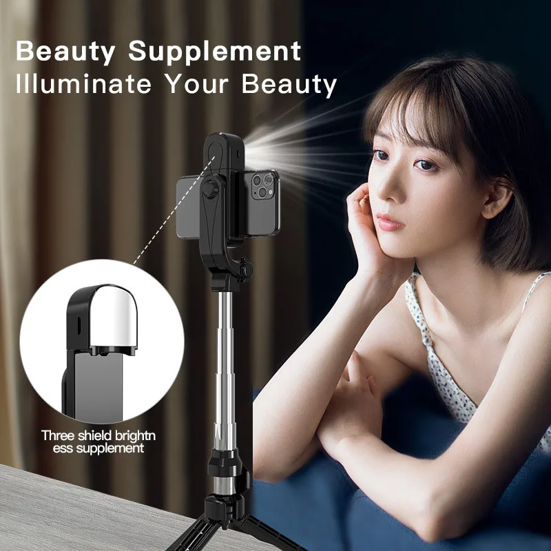 

Bluetooth Selfie Stick Tripod For IPhone IOS Android With Fill Light Extendable Aluminum Remote Selfie Stick Live Broadcast