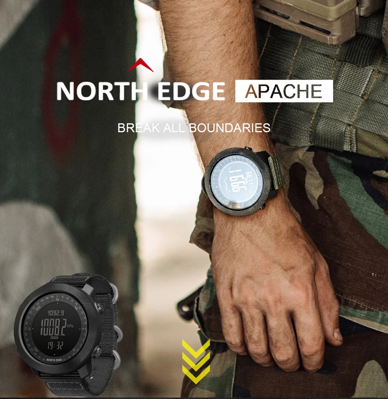 Мужские умные часы North Edge APACHE, спортивные часы со спидометром, альтиметром, барометром, компасом, фитнес-трекером, цифровые часы Мужские умные часы North Edge APACHE, спортивные часы со спидометром, альтиметром, барометром, компасом, фитнес-трекером, цифровые часы