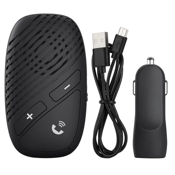 

Car Speakerphone Handsfree Car Stereo Music Receiver Player Sound Enhanced Bass/Built-In Mic for Car Sun Visor P30