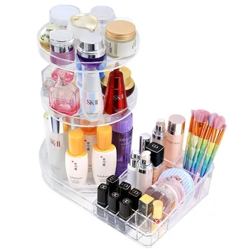 

Makeup Case Organizer Storage Box L Rangement Organizador Cajas Organizadoras De Plastico 360-degree Rotating Transparent