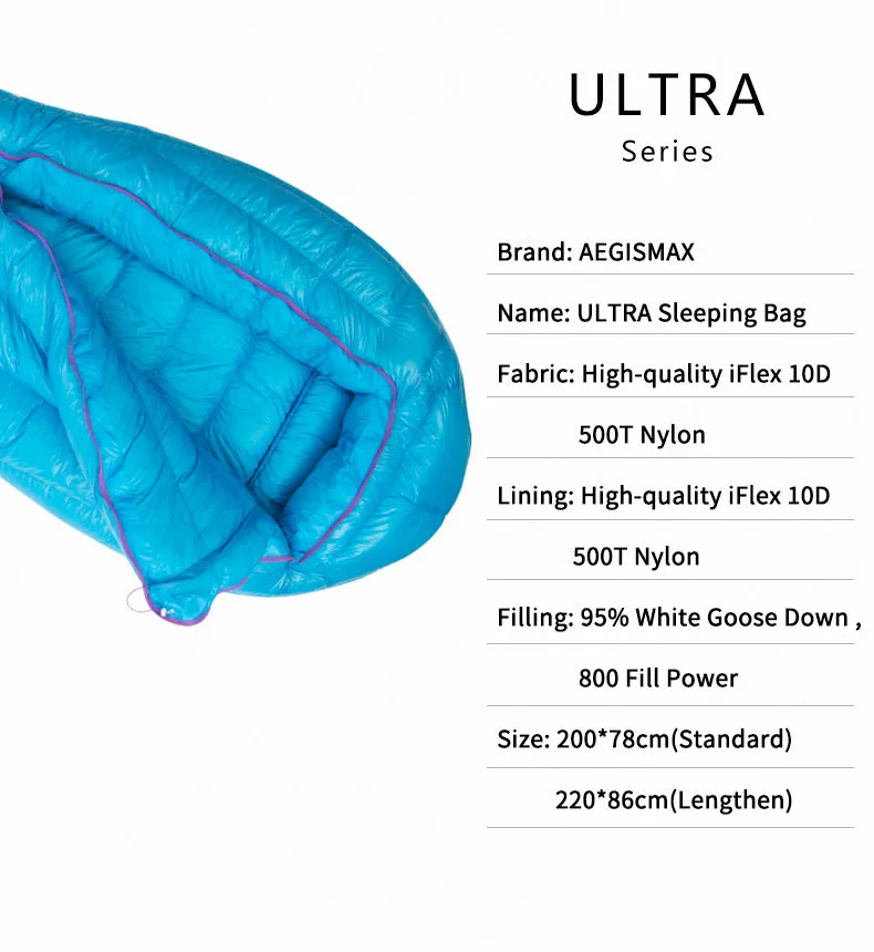 AEGISMAX ультра зимний FP850 утолщенный 95% гусиный пух спальный мешок полностью окруженный теплый-22℉~-36℉ ветрозащитный спальный мешок для кемпинга