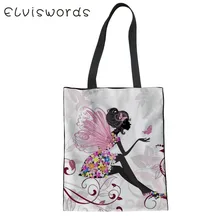 ELVISWORDS, розовая бабочка, цветок, для девушек, с принтом, женская сумка, Женская Повседневная сумка для покупок, модная женская сумка на плечо, bolsas de tela