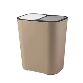 

2019 Hot Sale Trash Can Rectangle Plastic Push-Button Dual Compartment 12liter Recycling Waste Bin Garbage Can FPing