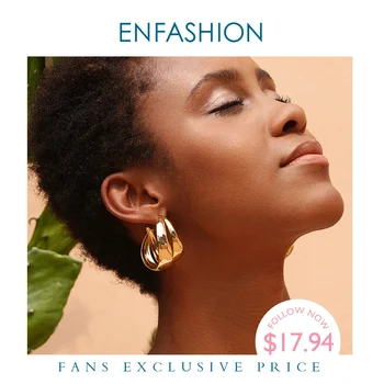 

ENFASHION Punk Double C Hoop Earrings For Women Big Geometric Curve Circle Round Hoops Earings Statement Jewelry Aros EC191043