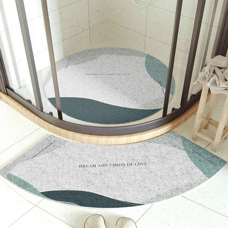 New Arrive Round Bathroom Non-slip Mat Shower Room Door Absorbent Carpet Bathroom Arc Fan-shaped Foot Mat Children's Play Area