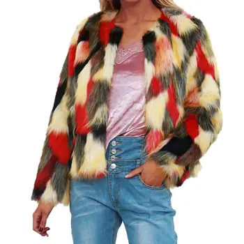 

Winter Fashion Warm Colorful Faux Fur Coat Chic Jacket Cardigan Outerwear Top For Party Club Cocktail New Arrived