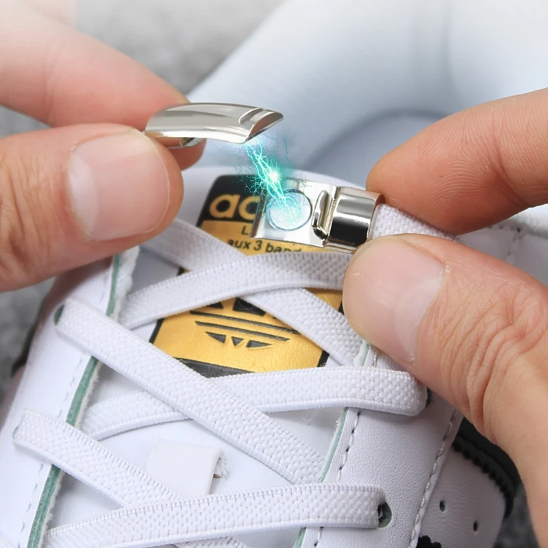 Cordones magnéticos para zapatos de seguridad para niños y adultos, cordones elásticos rápidos con cierre de Metal, zapatillas de al aire libre para ocio, Unisex|Cordones de zapatos| - AliExpress