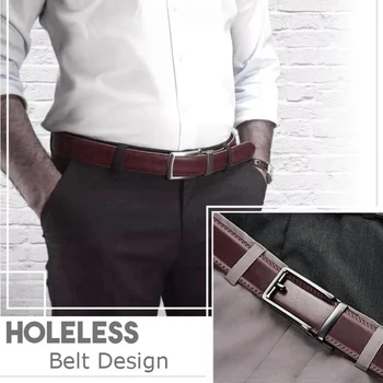 

2019 High Quality Fashion Mens Ratchet Leather Belt Classic Vintage Men Pants Business Holeless Automatic Sliding Buckle Belts