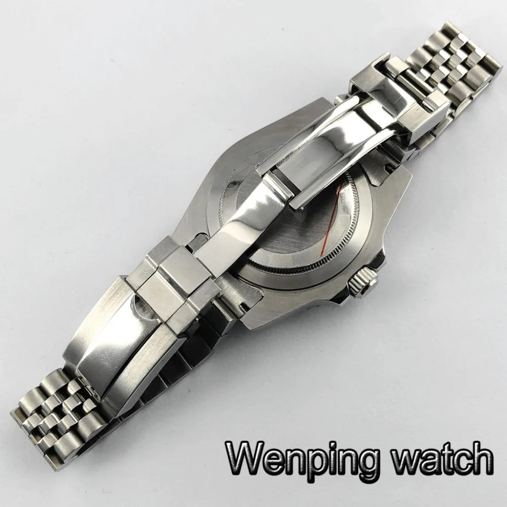 Parnis 40mm sapphire glass watch case strap+ ceramic bezel fit ETA 2836,miyota 82 series, Mingzhu DG 2813/ 3804 movement