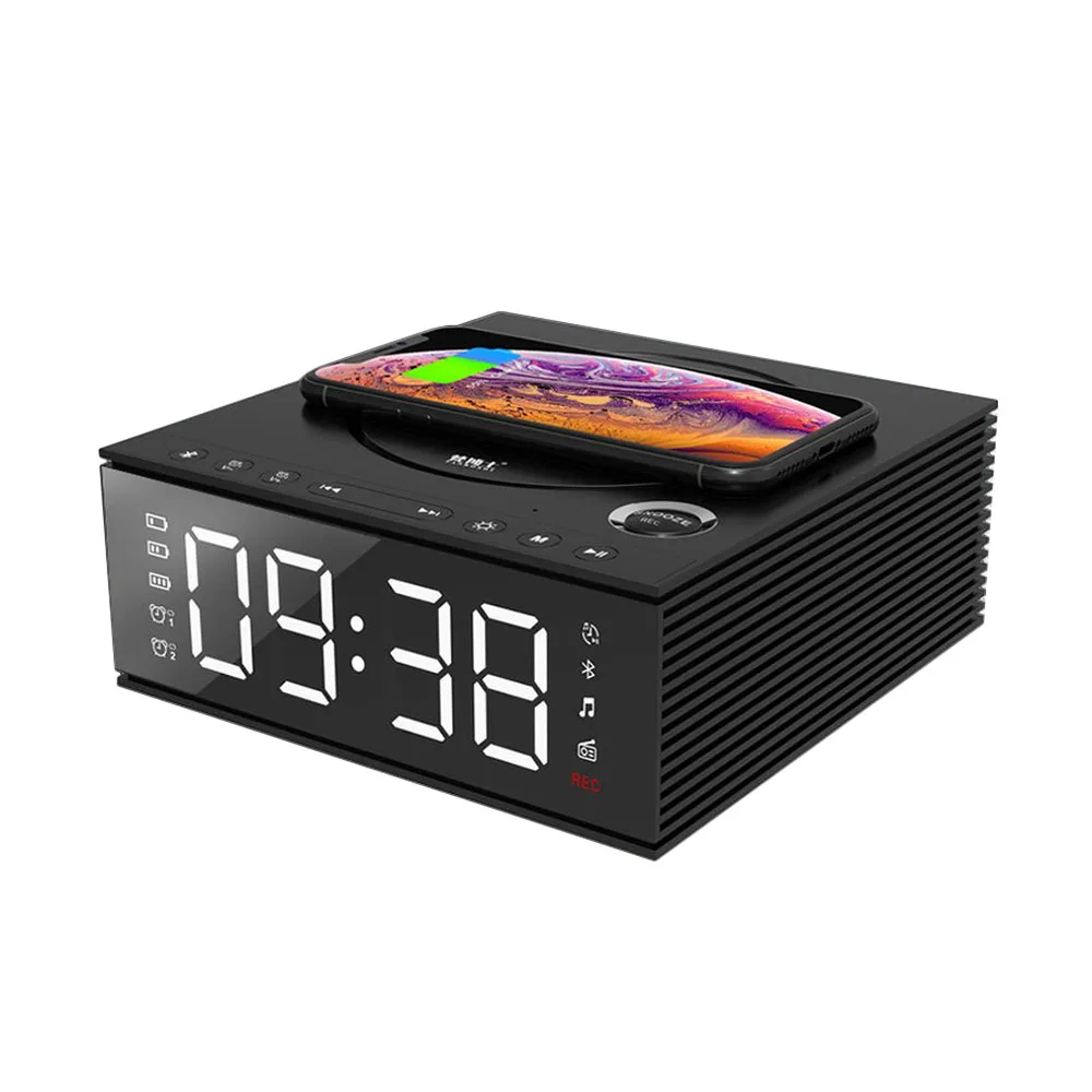 4D Беспроводное зарядное устройство Bluetooth динамик будильник запись FM радио DIY 2 Будильник Музыка U диск AUX TF/USB многофункциональный