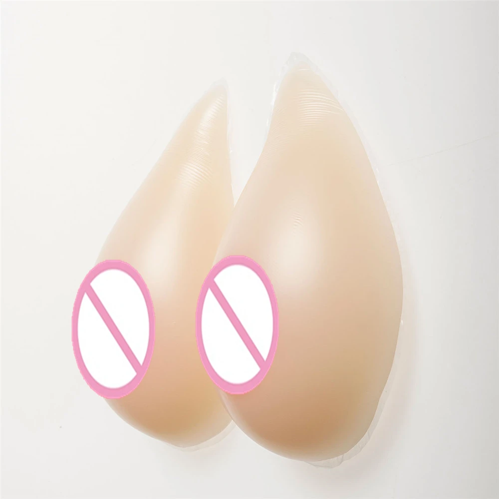  One Pair B Cup Asymmetrical Shape Silicone Breast