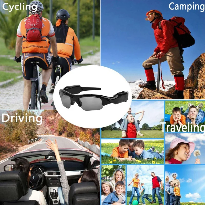 Bluetooth Sunglasses Camera, Camera Glasses Full Hd 1080P Wide Angle Mini Camera Drive, Cycling, Fishing, Motorcycle Outdoor Spo