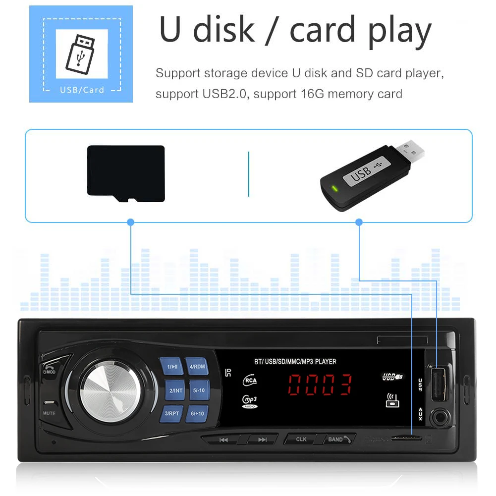 Авторадио один 1Din автомобильный стерео MP3 плеер в тире головное устройство Bluetooth USB AUX FM радио
