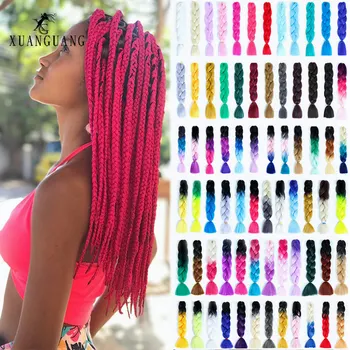 

XUANGUANG Crochet hair Wig big braid hair crochet heat resistant hair extension 24 inch synthetic high temperature fiber hair