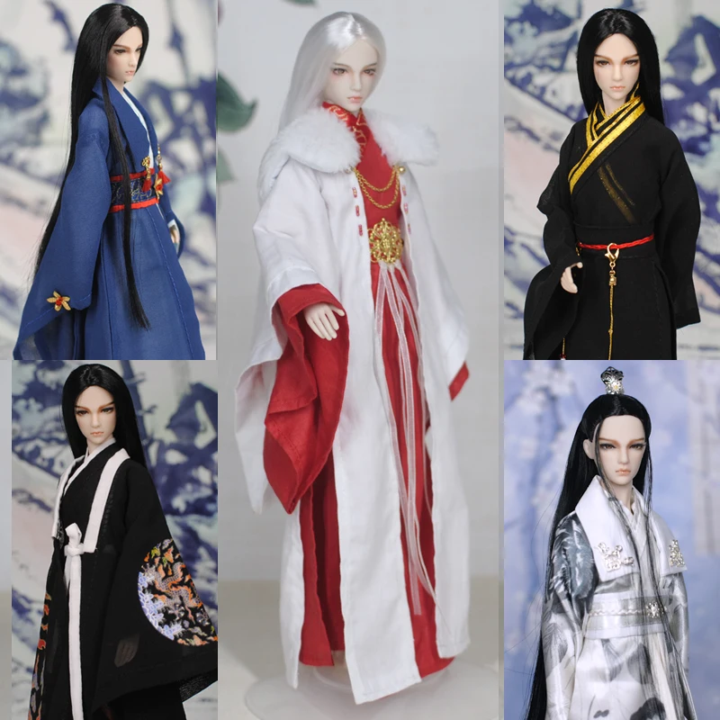 Style chinois noir/blanc cheveux mâle BJD SD 1/6 30cm poupée garçons tenue pour poupée conjointe accessoires Elf sur l'étagère cadeau de noël