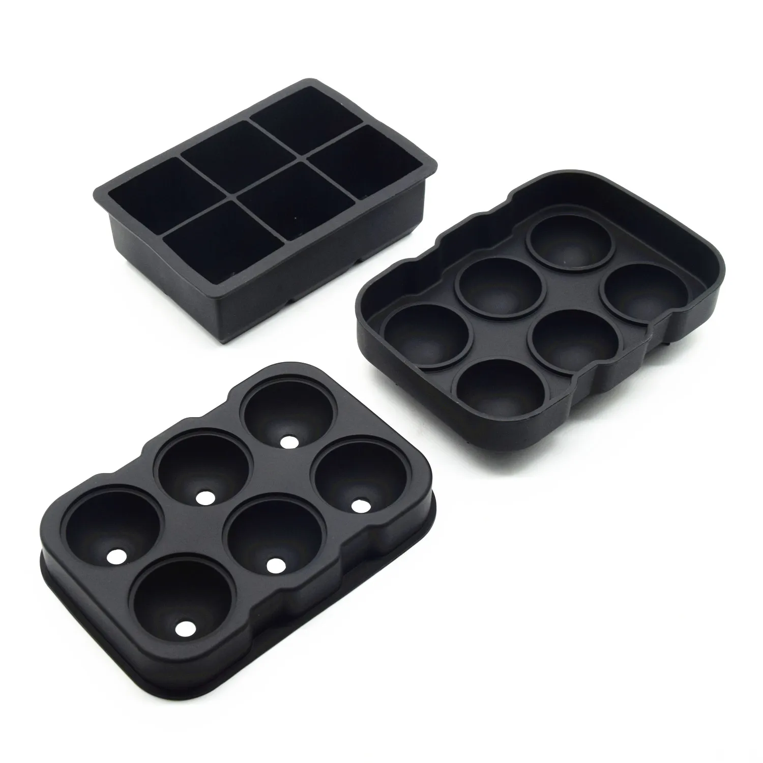 BHD Easy-release Flexible Whisky Ice Cube Maker Square Silicone Ice Mold Maker Tray With Lids