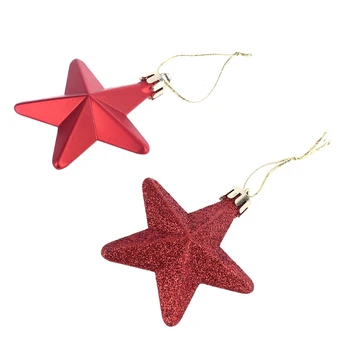 

8pcs Glitter Stars Christmas Pendant Ornaments DIY Hanging Xmas Tree Decorations