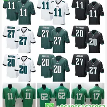 Сшитые мужские футболки Philadelphia Carson Wentz Zach Ertz Nick Foles Fletcher Cox Jason Kelce Malcolm Jenkins