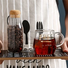 Креативная Геометрическая стеклянная кружка, позолоченная кофейная кружка с буквенной ручкой, чашка для завтрака, молока, чая, для дома, офиса, посуда для напитков, подарок для пары, 400 мл