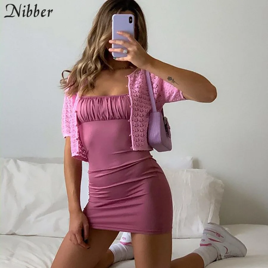 Nibber elegant red black lace up bodycon mini dress for womens 2020 summer fashion ladies beach casual vacation Harajuku dress
