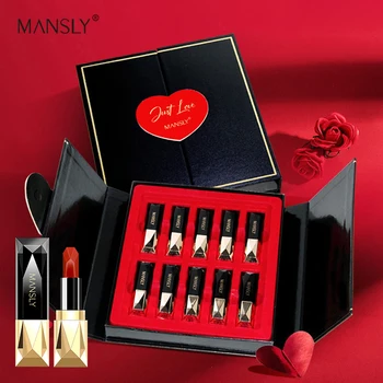 

MANSLY lipstick set female student models niche brand gift box 10PCS / set of box waterproof not faded lasting