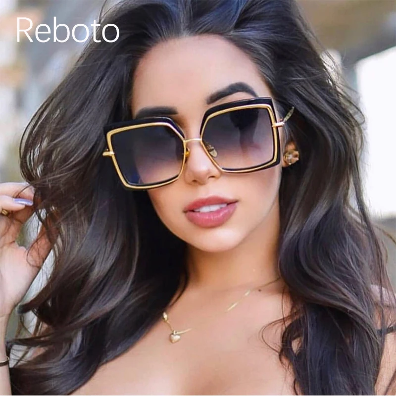 square mirror sunglasses Woman Brand Designer Oversized Sun Glasses For Female fashion high