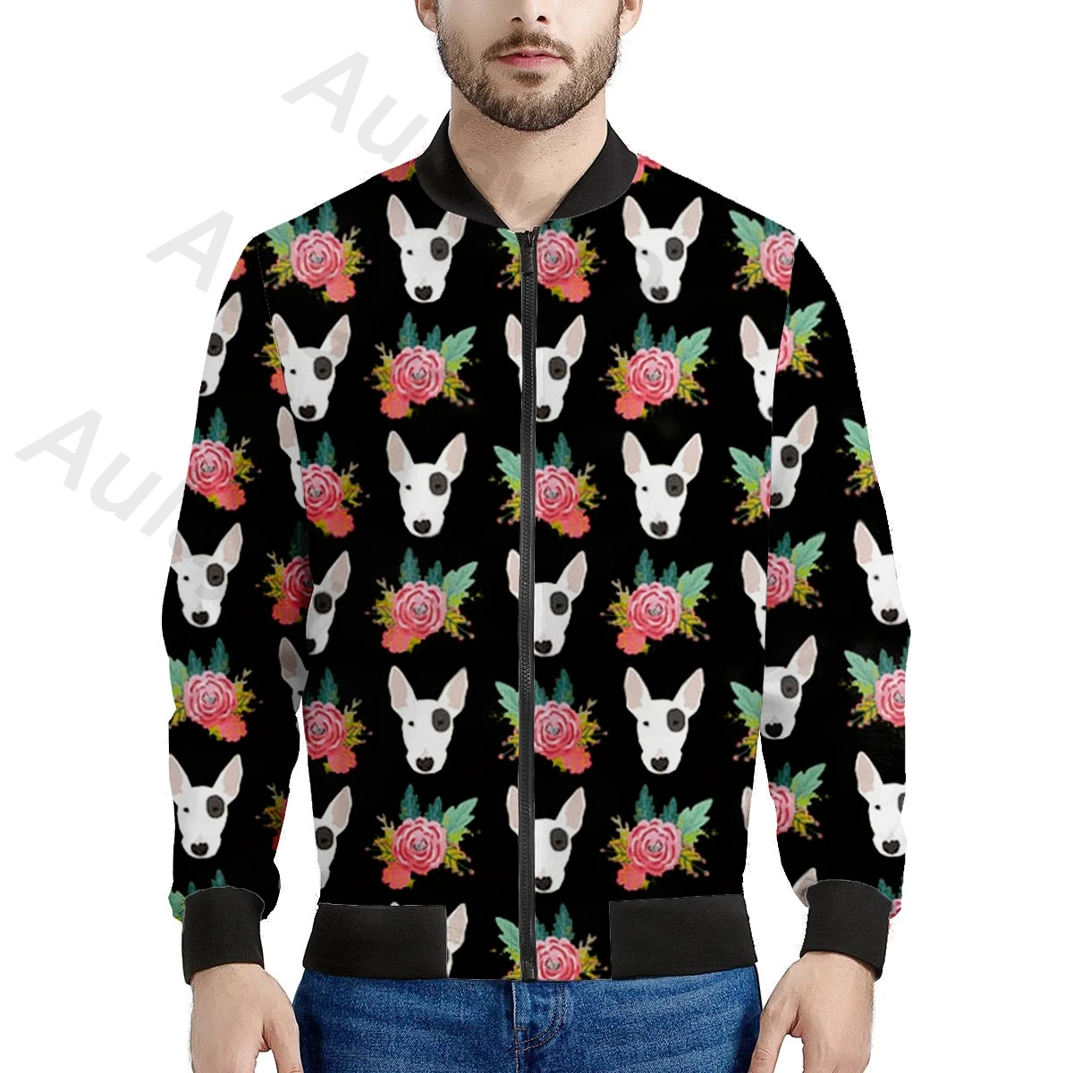 

Aulaygo Winter Jacket Men 2020 Brand Casual Mens Jackets Flower Bulldog Print Coats Men Outwear Jacket Male Clothing Chaquetas