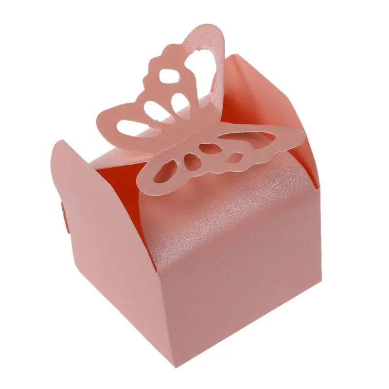 

New 100pcs box candy wedding christening wedding box pink butterfly married decorative accessory