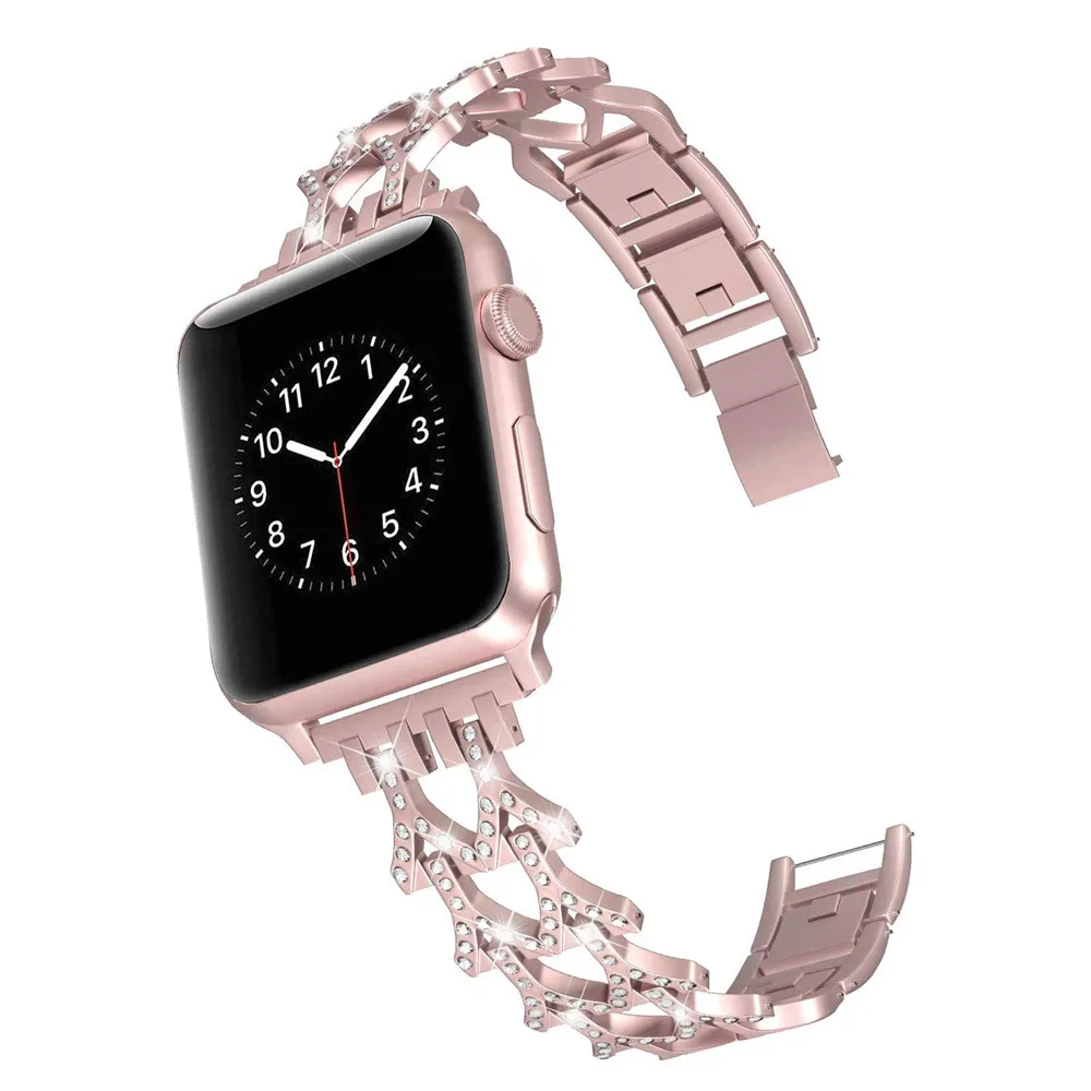 Модный регулируемый металлический ремешок для Apple Watch Band Series 5 4 3 2 1 Женский браслет для iWatch 40 мм 44 мм 38 мм 42 мм ювелирный пояс